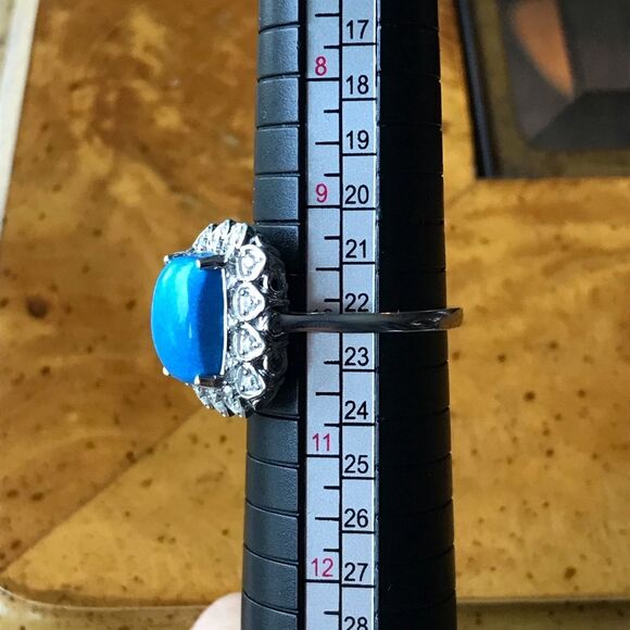 Natural Ceruleite Sterling Silver Ring Size 10 - Picture 5 of 9